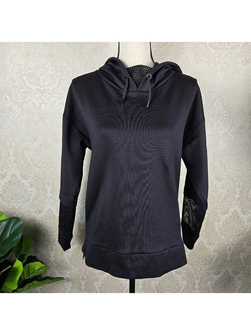 IVY PARK Size XXS Black Drawstring Hoodie Mesh Forearms and Lower Back